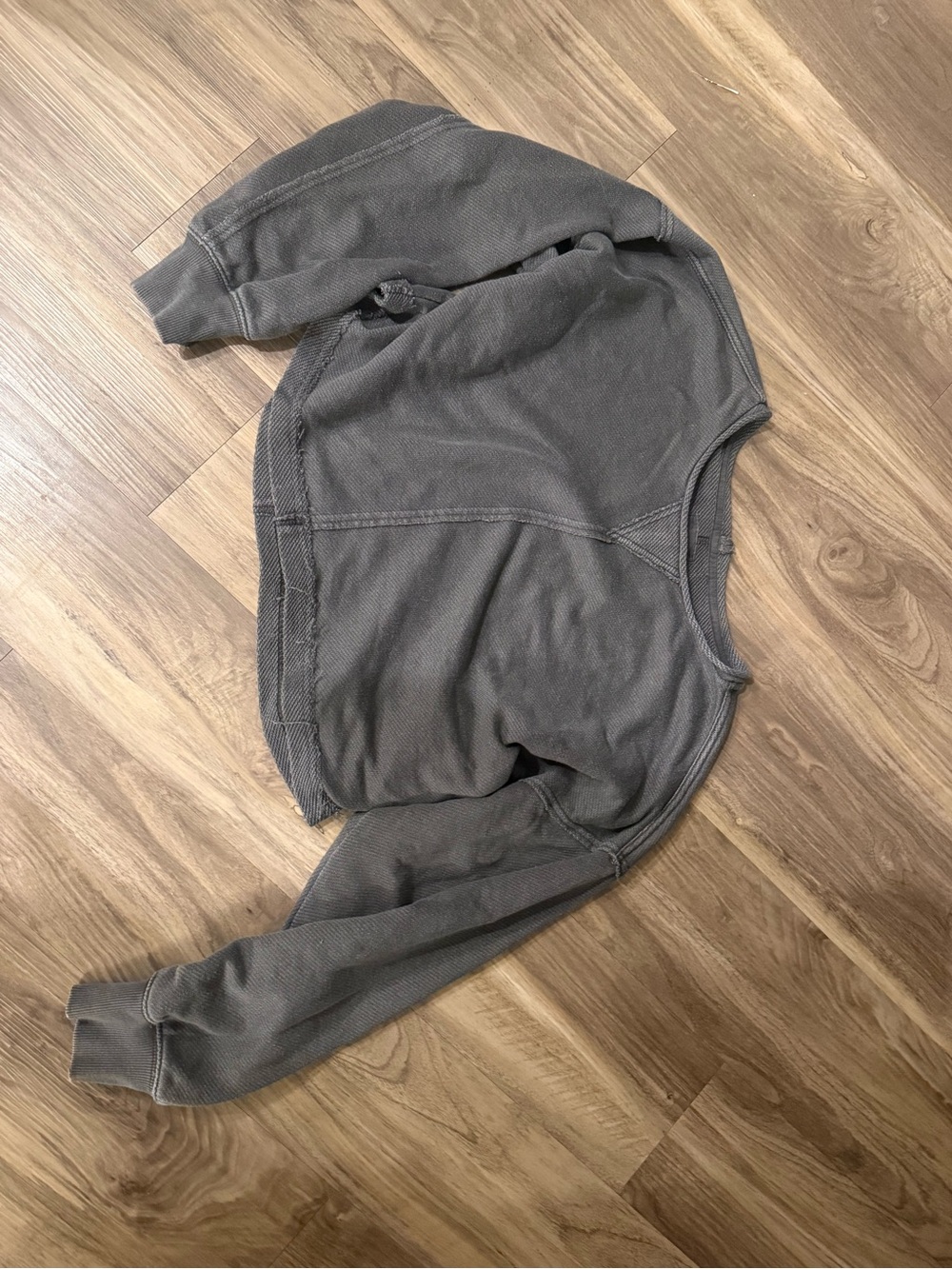 aerie Crewneck Waffle Knit Sweater - Charcoal